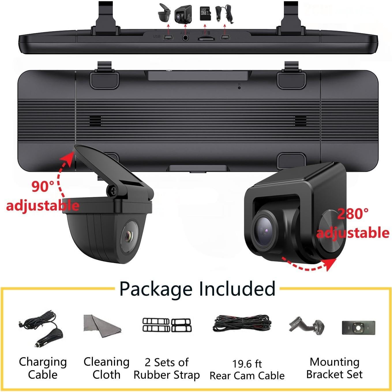 Cámara de Salpicadero NikoMaku AS-J3 2K con Espejo y Pantalla Táctil