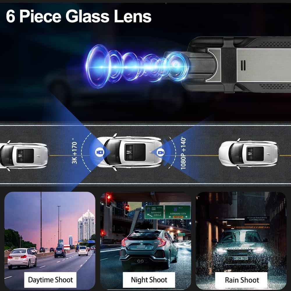 Cámara de Espejo Retrovisor 3 Canales Aprilboy 10" 1080P