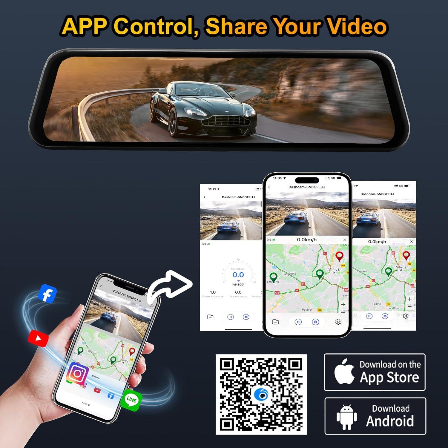 Cámara de Espejo Retrovisor 3 Canales Aprilboy 10" 1080P