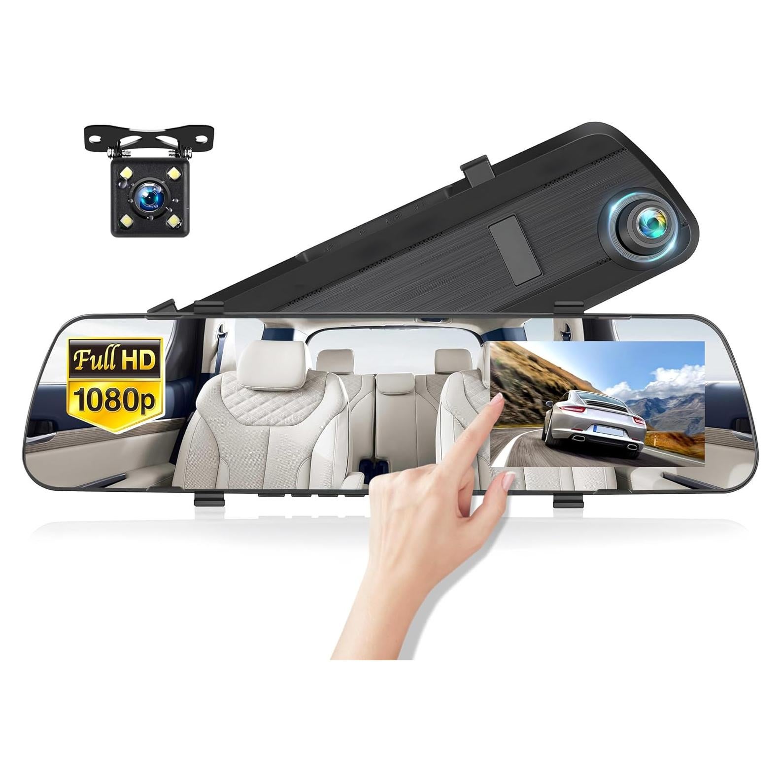 Cámara de tablero AMprime 1080P con espejo retrovisor 4"