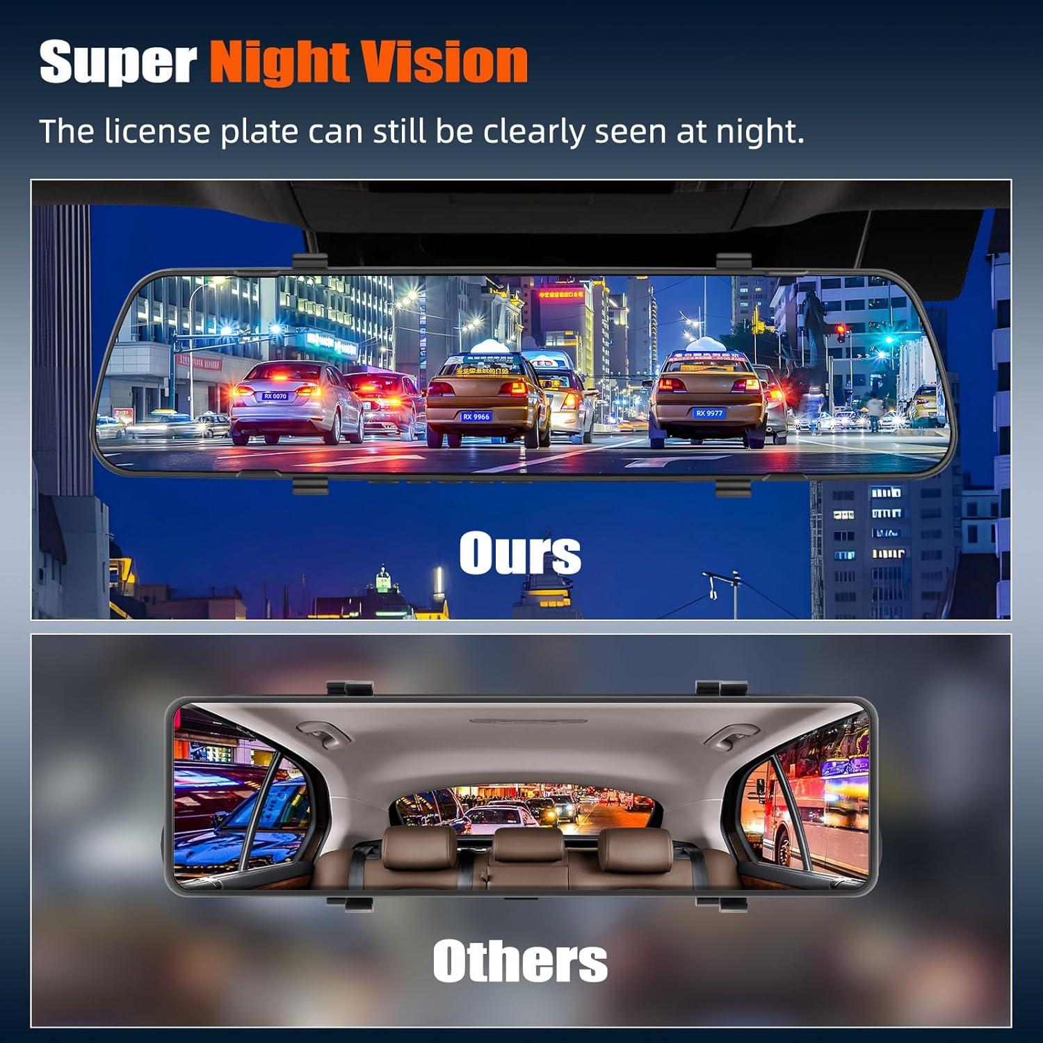 Cámara de tablero AMprime 1080P con espejo retrovisor 4"