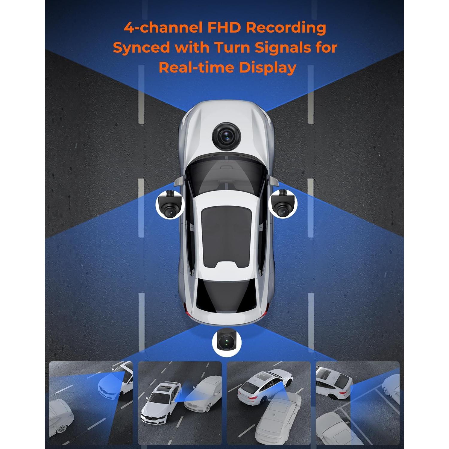 Cámara de Espejo Retrovisor Acumen M4 Quad 1080P 4 Canales