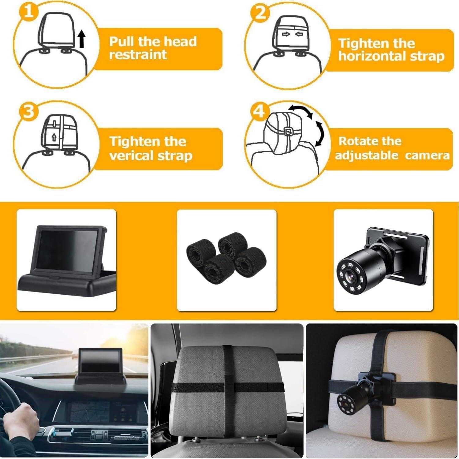 Espejo de Coche para Bebé Itomoro con Cámara 4.3" y Visión Nocturna