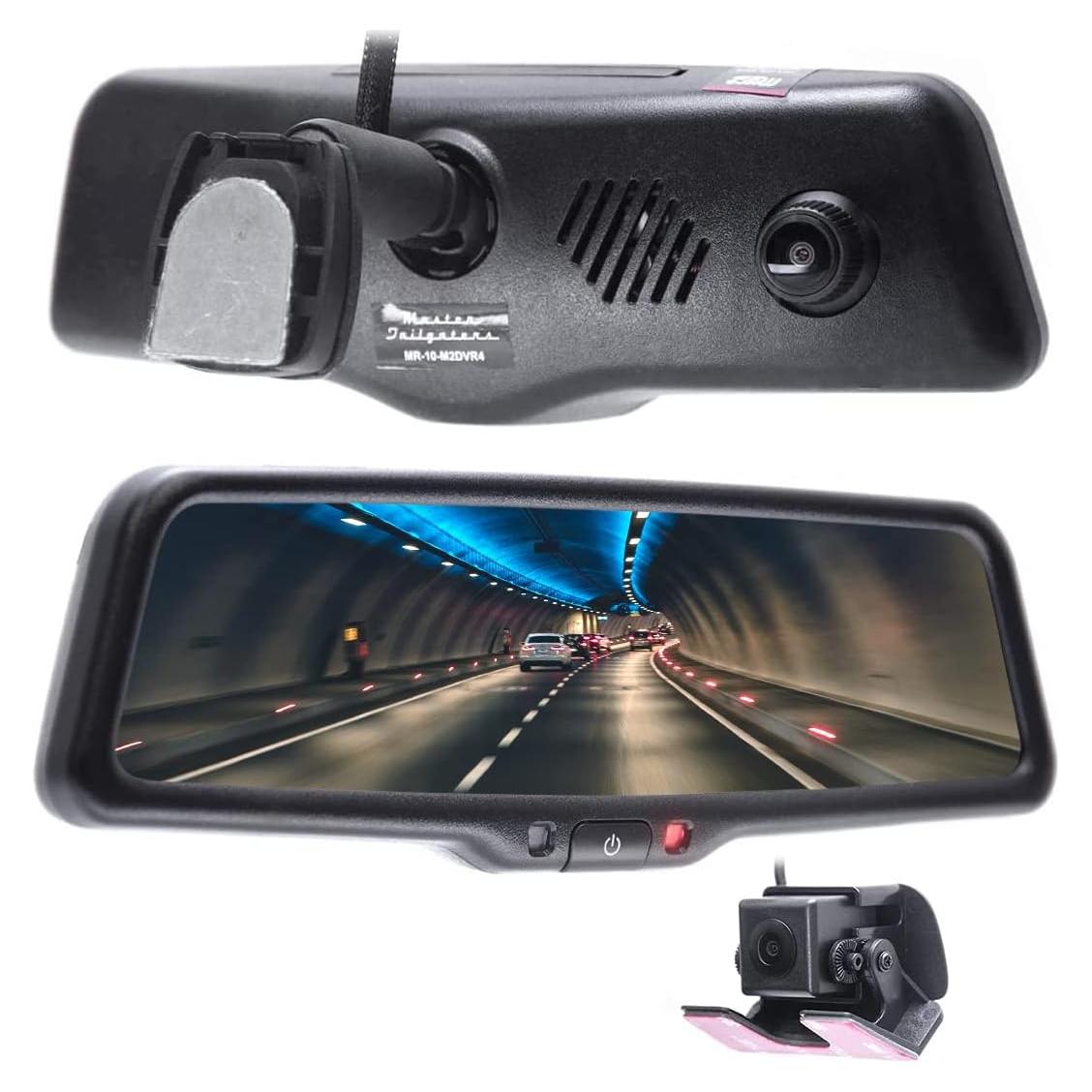 Master Tailgaters 10" OEM Rear View Mirror Dash Cam with 10" LCD Screen | Rearview Universal Fit | 1080p 30fps HD DVR | Dual Way Video Recorder with WiFi | Anti Glare | 1080p Backup Camera Included