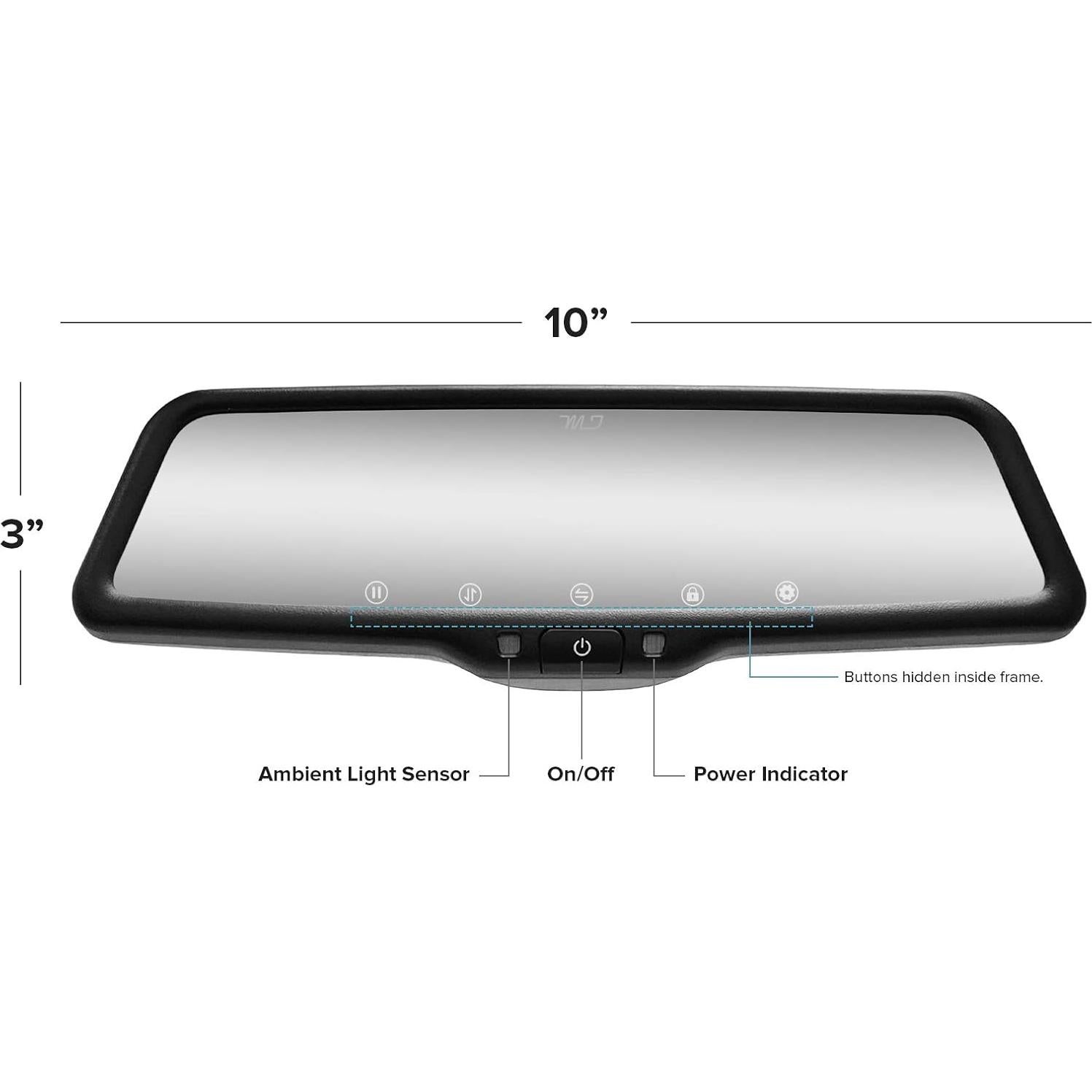 Master Tailgaters 10" OEM Rear View Mirror Dash Cam with 10" LCD Screen | Rearview Universal Fit | 1080p 30fps HD DVR | Dual Way Video Recorder with WiFi | Anti Glare | 1080p Backup Camera Included