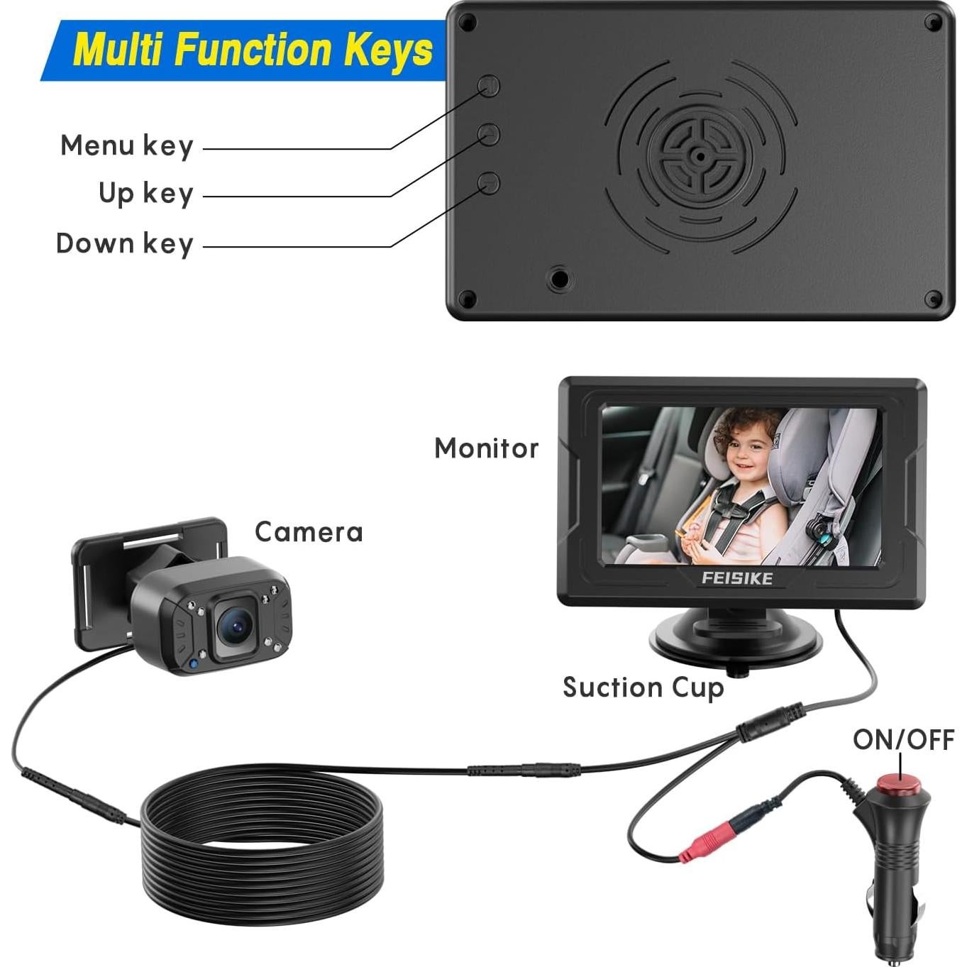 Cámara para Bebés FEISIKE 4.3'' con Visión Nocturna Infrarroja