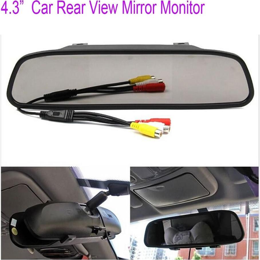 Kit Monitor Retrovisor 4.3" + Cámara Inversa Mini Impermeable