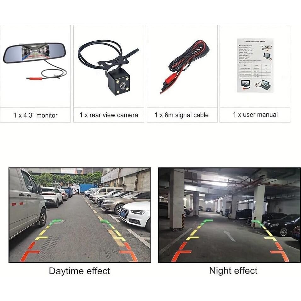 Monitor de Espejo TFT LCD 4.3" VS-M4301 con Cámara de Reversa