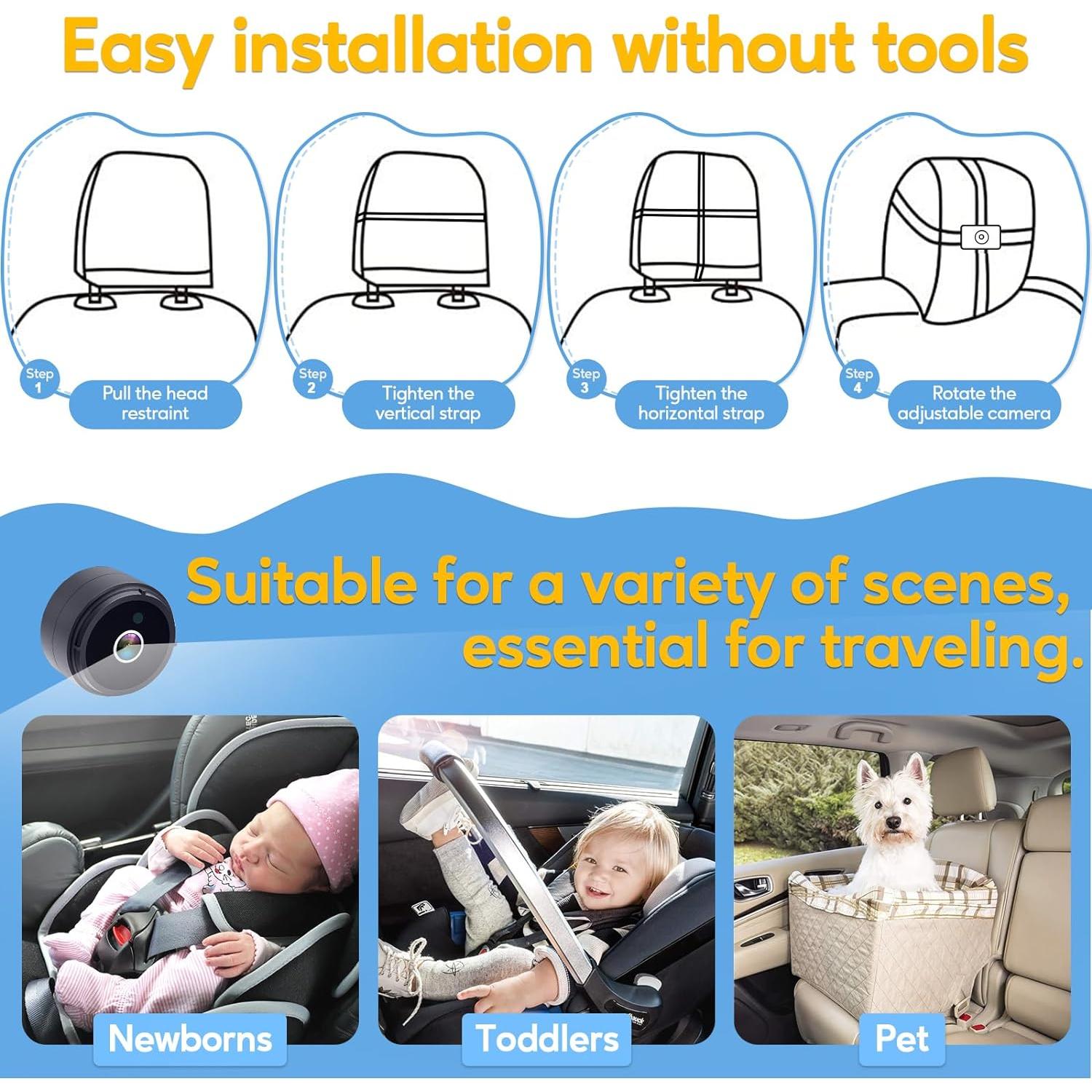 Cámara para Bebés en Automóvil LeeKooLuu K01 1080P HD - Visión Nocturna