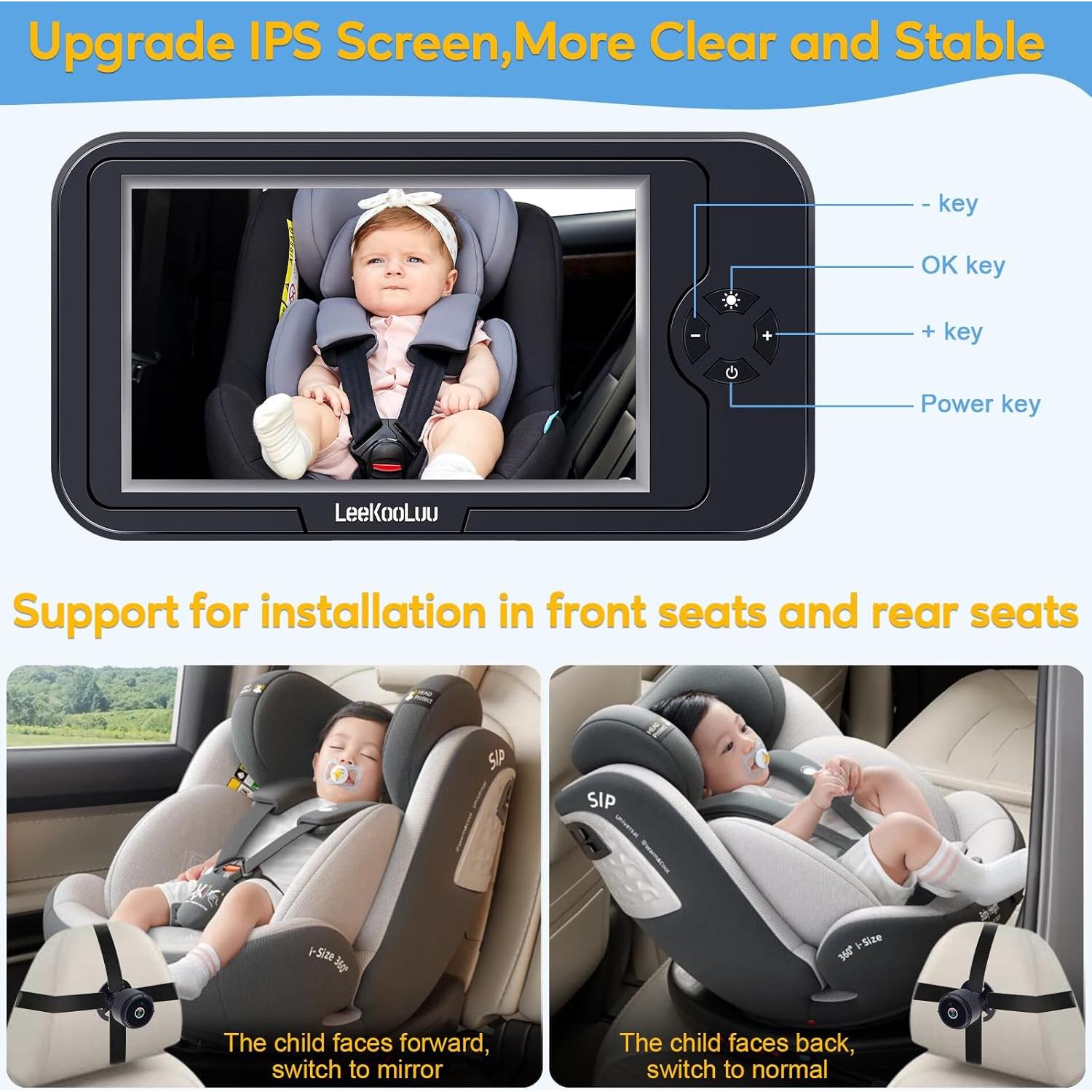 Cámara para Bebés en Automóvil LeeKooLuu K01 1080P HD - Visión Nocturna