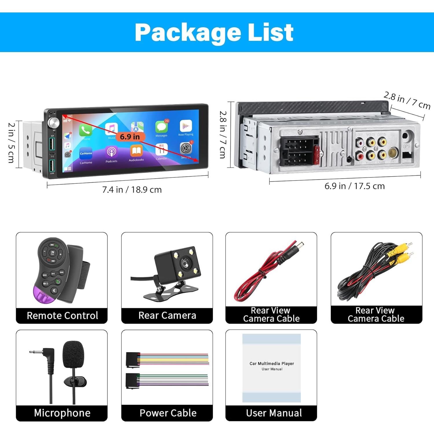 Estéreo de Coche LSLYA RK-680 1 DIN 6.9" Pantalla Táctil