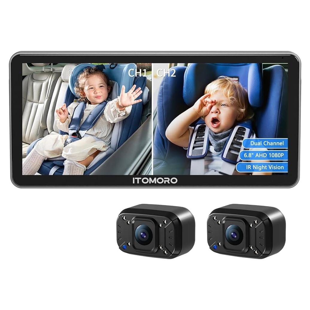 Cámara de Auto para Bebé Itomoro Doble Canal 6.8" HD 1080P
