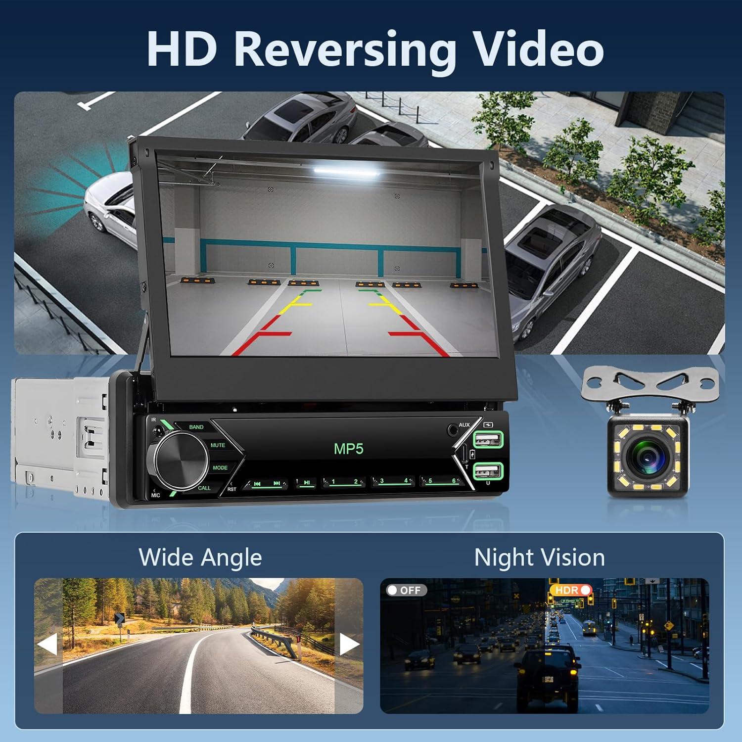 Estéreo de Coche Rimoody 1 Din 7" Bluetooth Carplay Android Auto