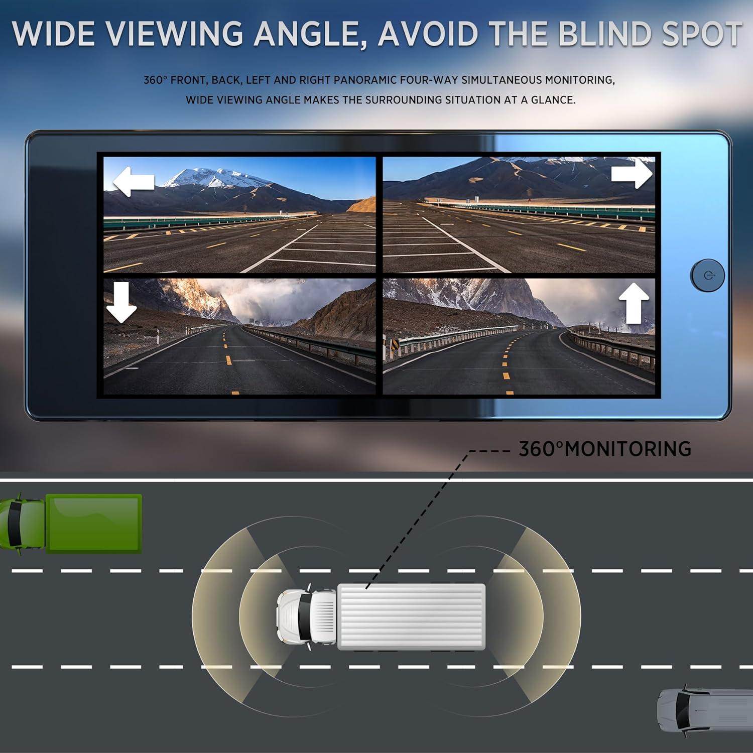 Wireless Carplay with 4K 4CH Dash Cam, Portable Carplay HD Touchscreen for Car, Carplay & Android Auto Car Radio w/DVR Recording, GPS Navigation/Mirror Link/Music Play - 10.36"
