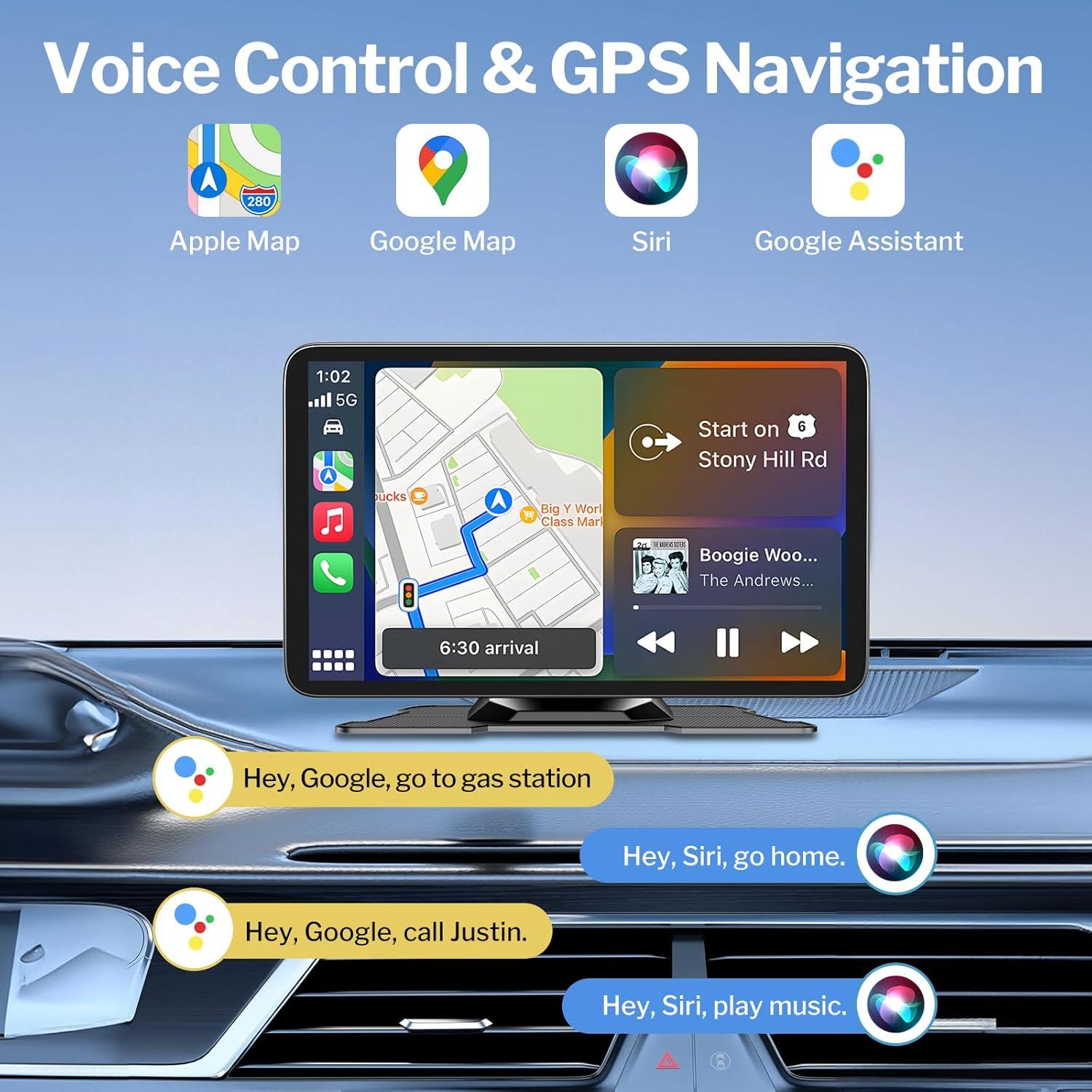 Pantalla Táctil Portátil 7" LITALARM con CarPlay y Android Auto