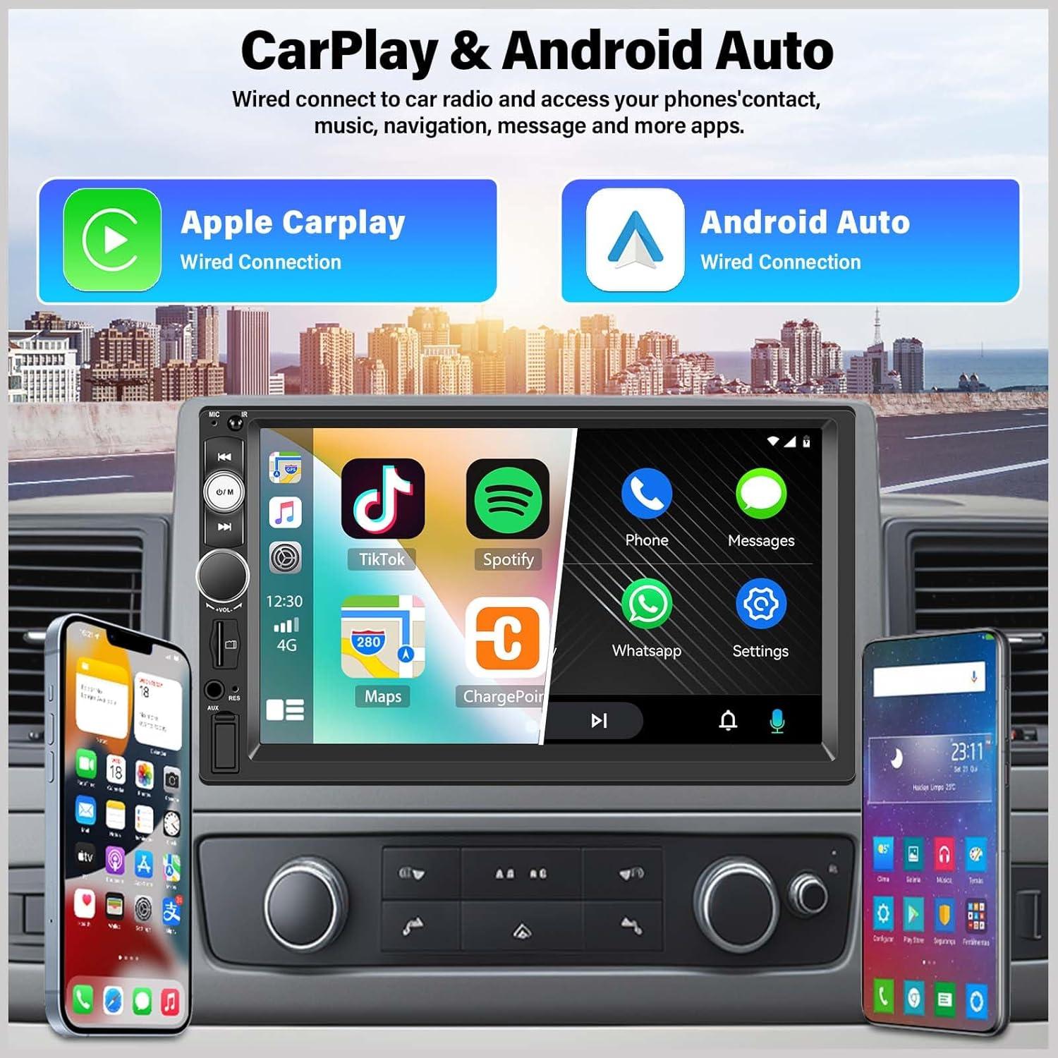 Radio de Coche Doble Din UNITOPSCI 7" CarPlay Android Auto