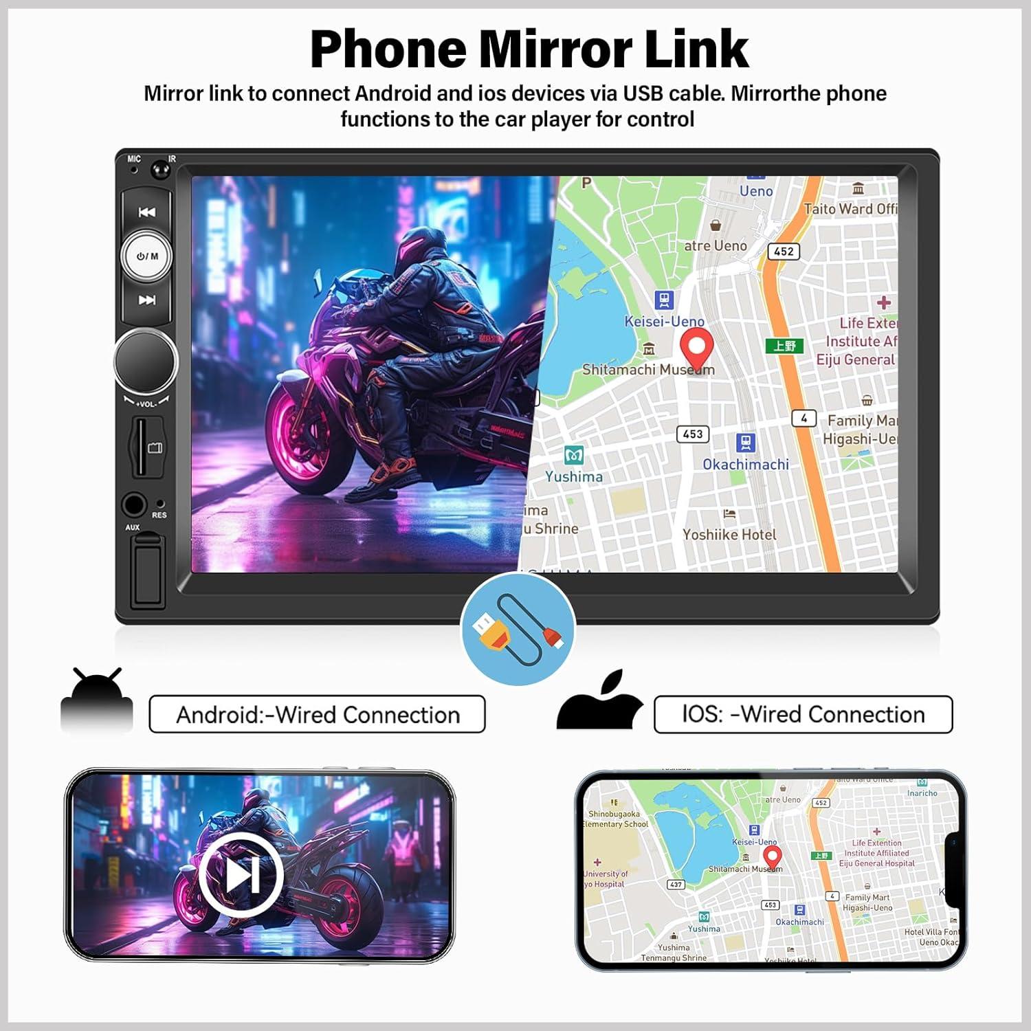 Radio de Coche Doble Din UNITOPSCI 7" CarPlay Android Auto
