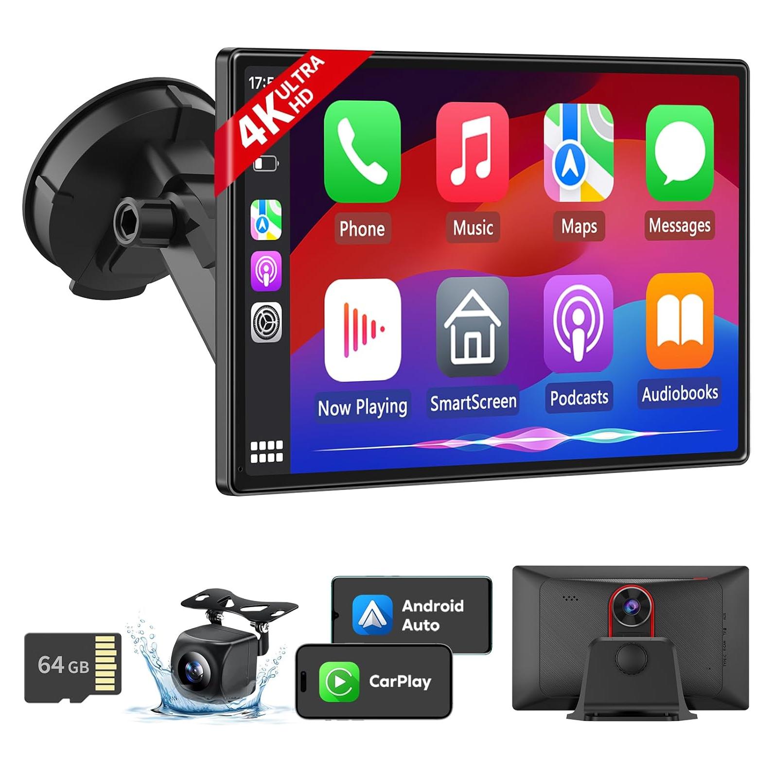 Pantalla 9" CarPlay Android Auto Jataza - Cámara 4K GPS