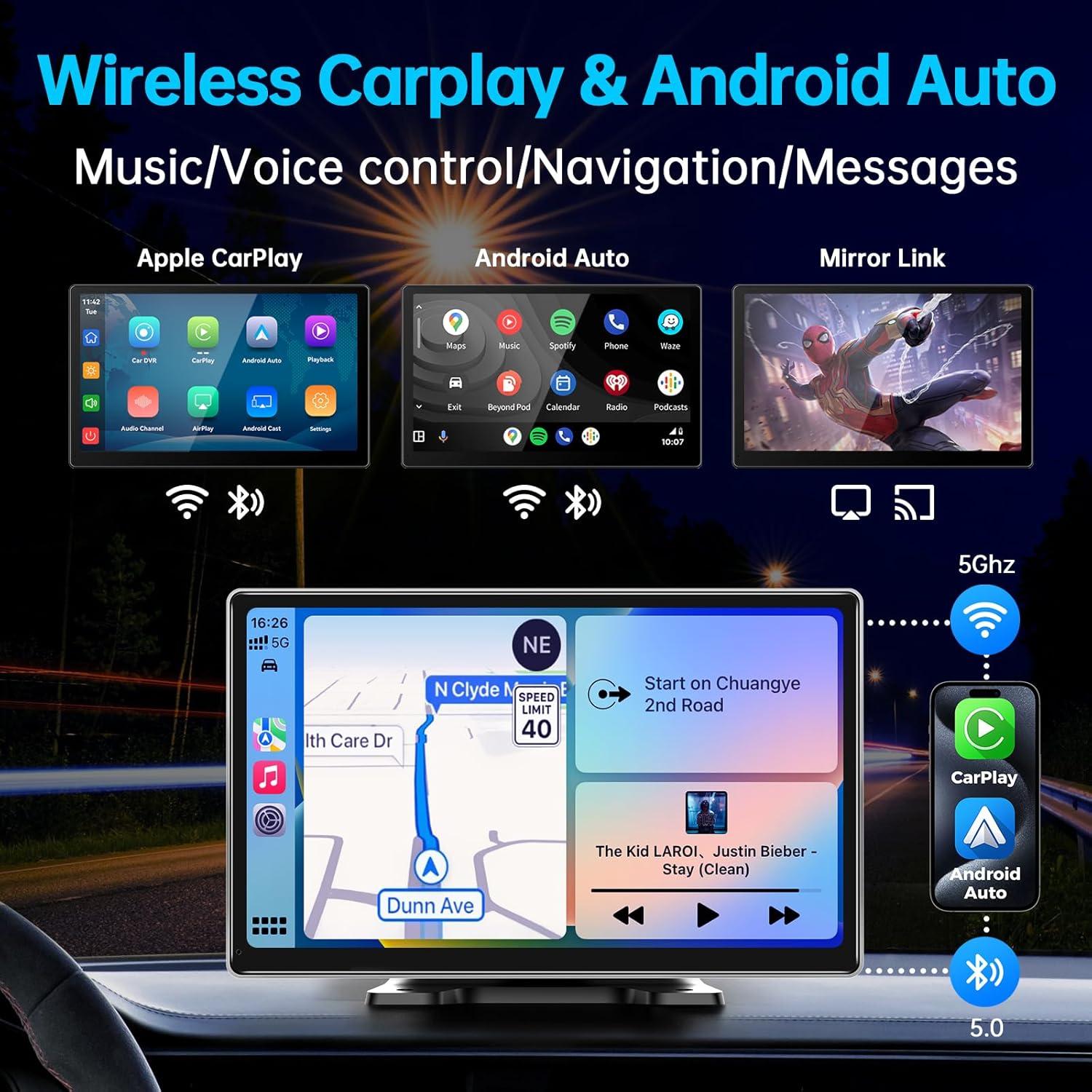 Pantalla 9" CarPlay Android Auto Jataza - Cámara 4K GPS
