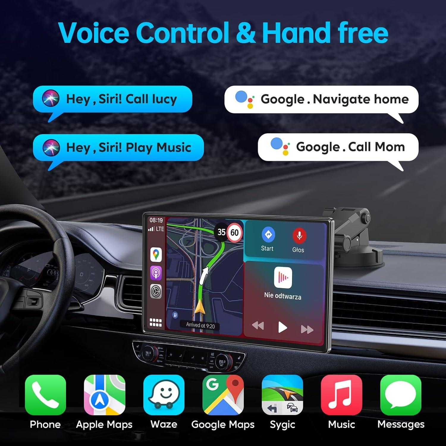 Pantalla 9" CarPlay Android Auto Jataza - Cámara 4K GPS