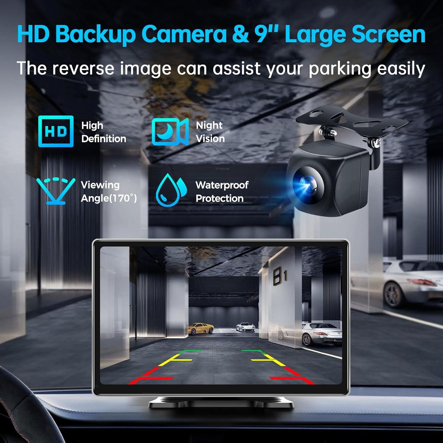 Pantalla 9" CarPlay Android Auto Jataza - Cámara 4K GPS