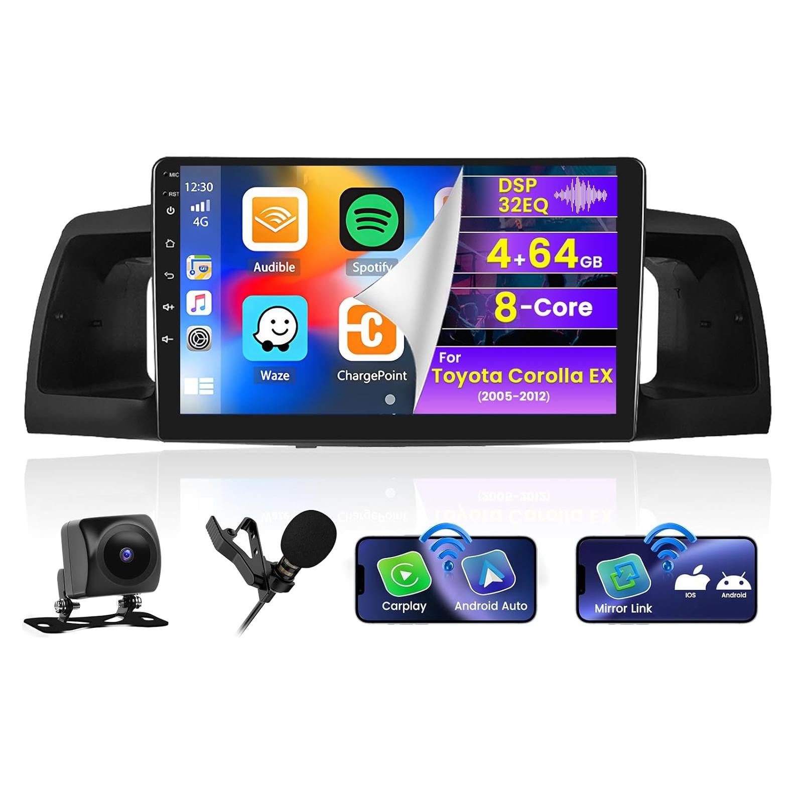 Estéreo Android Roinvou 4+64G para Toyota Corolla 2005-2012