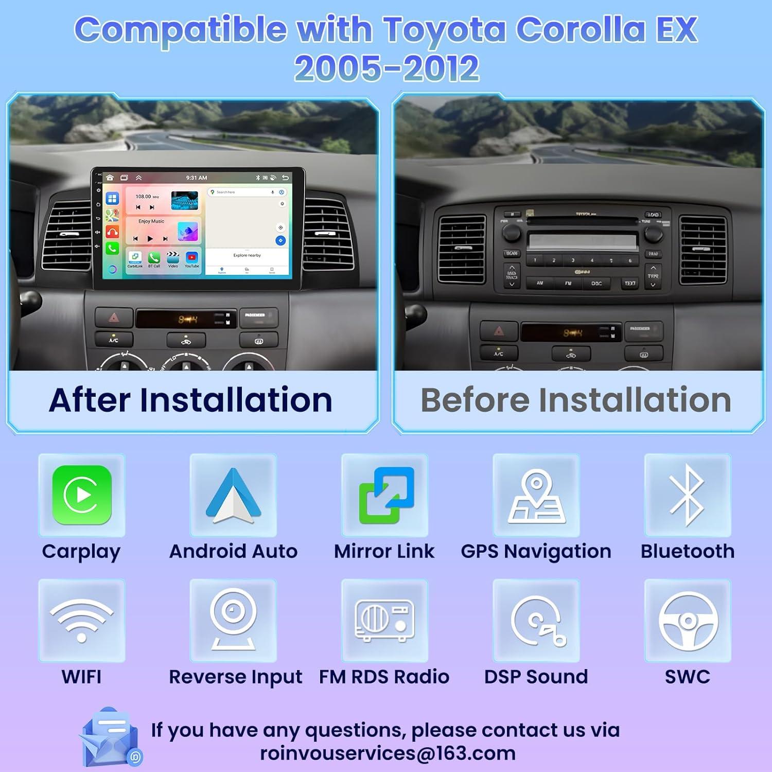 Estéreo Android Roinvou 4+64G para Toyota Corolla 2005-2012