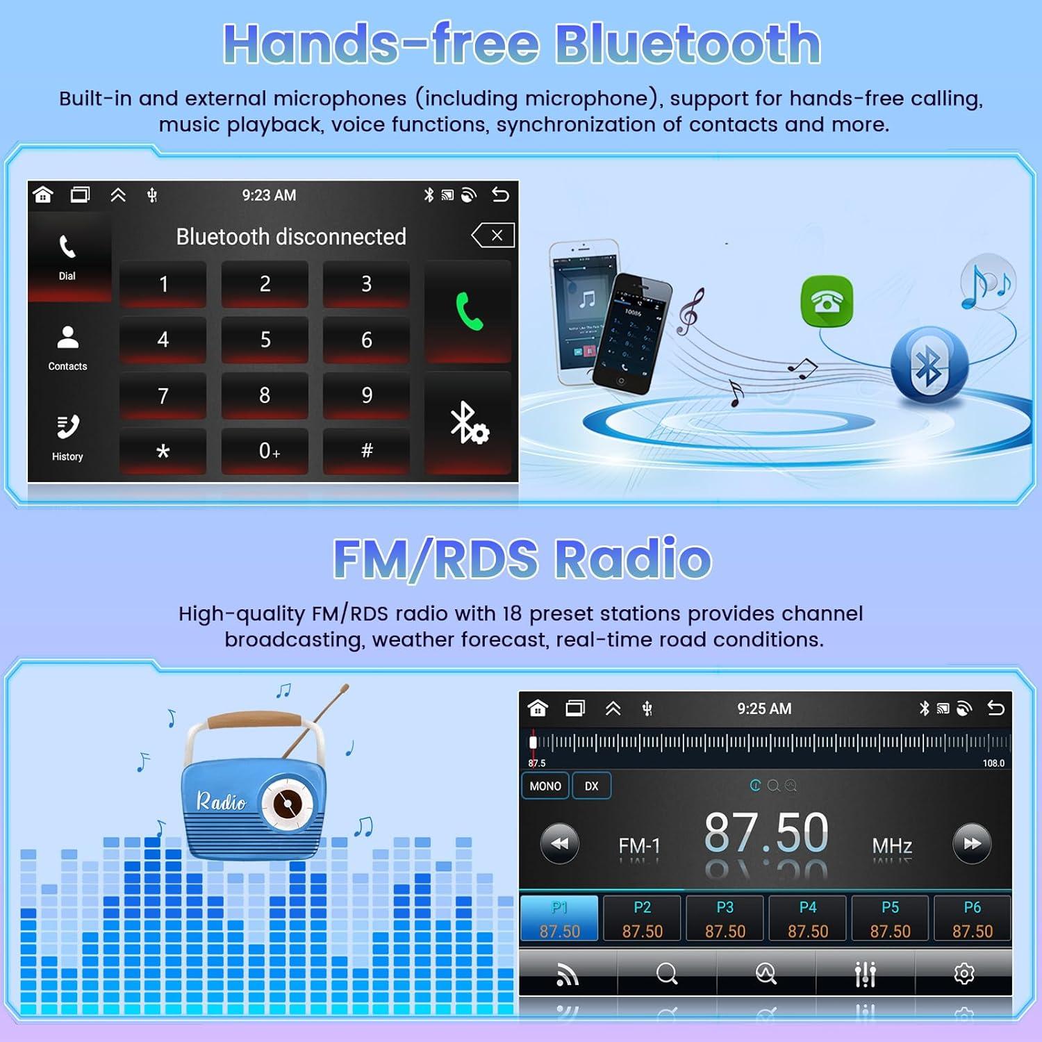 Estéreo Android Roinvou 4+64G para Toyota Corolla 2005-2012
