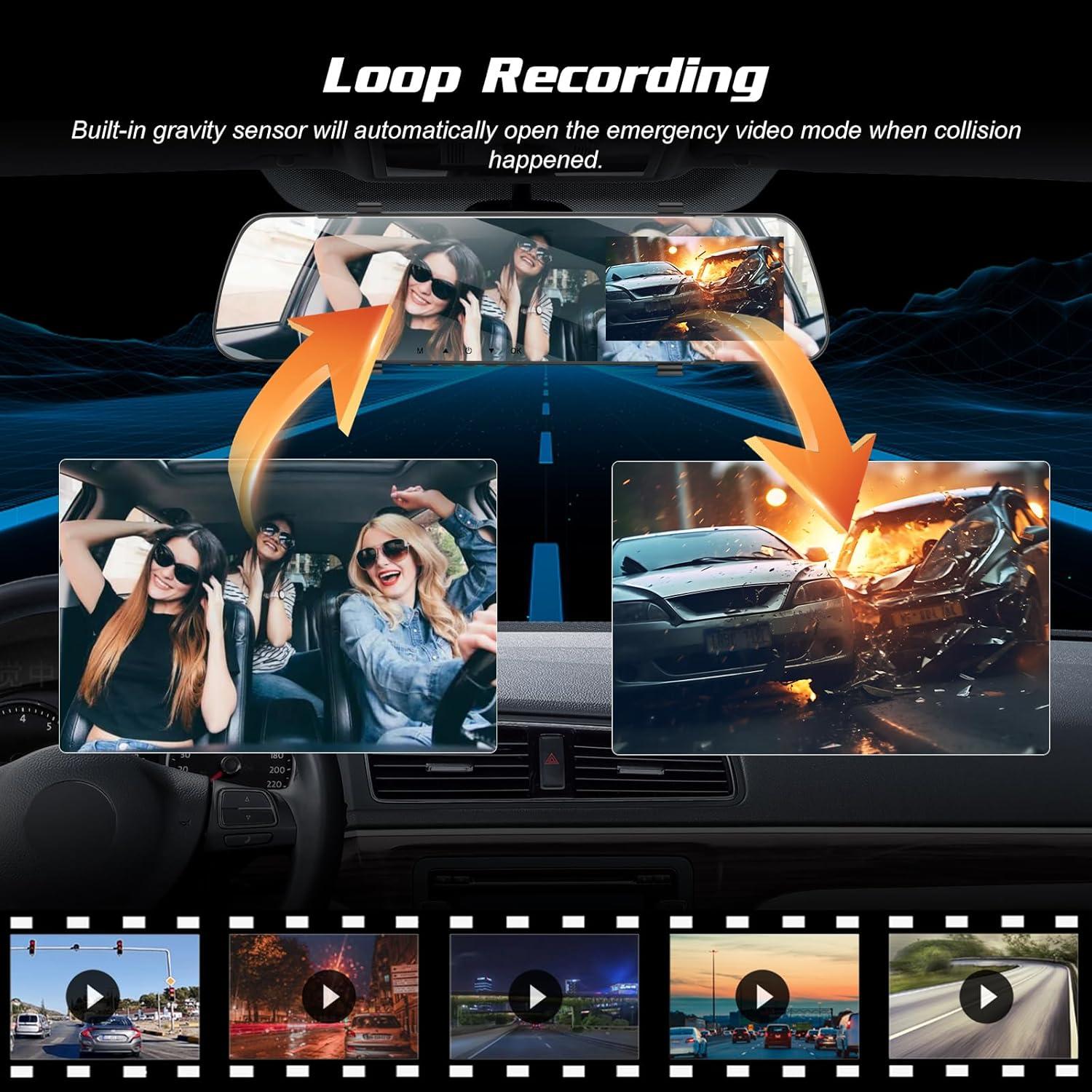 Cámara de Espejo Retrovisor NHOPEEW 4" LCD Dual 1080P