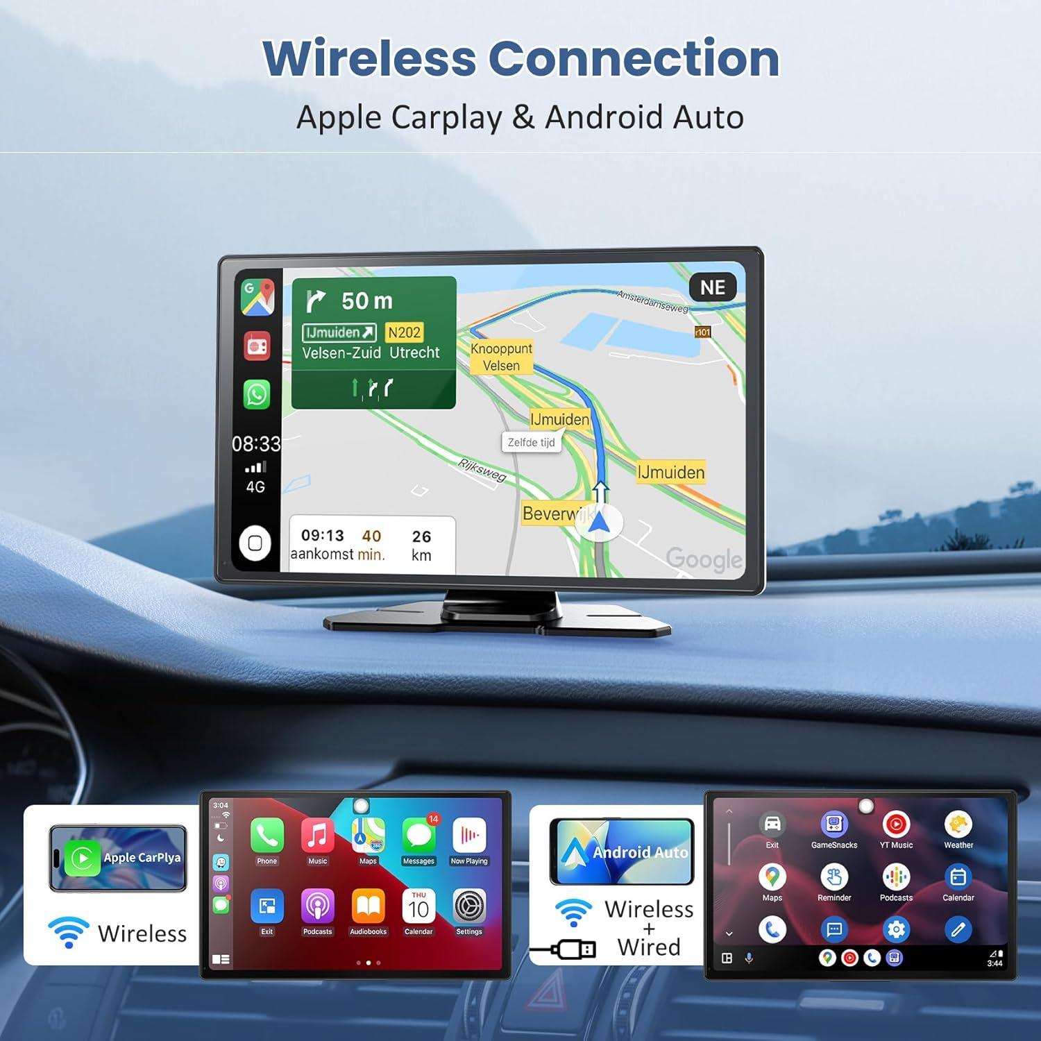 Pantalla Táctil 9" Veralady Carplay Android Auto Inalámbrica