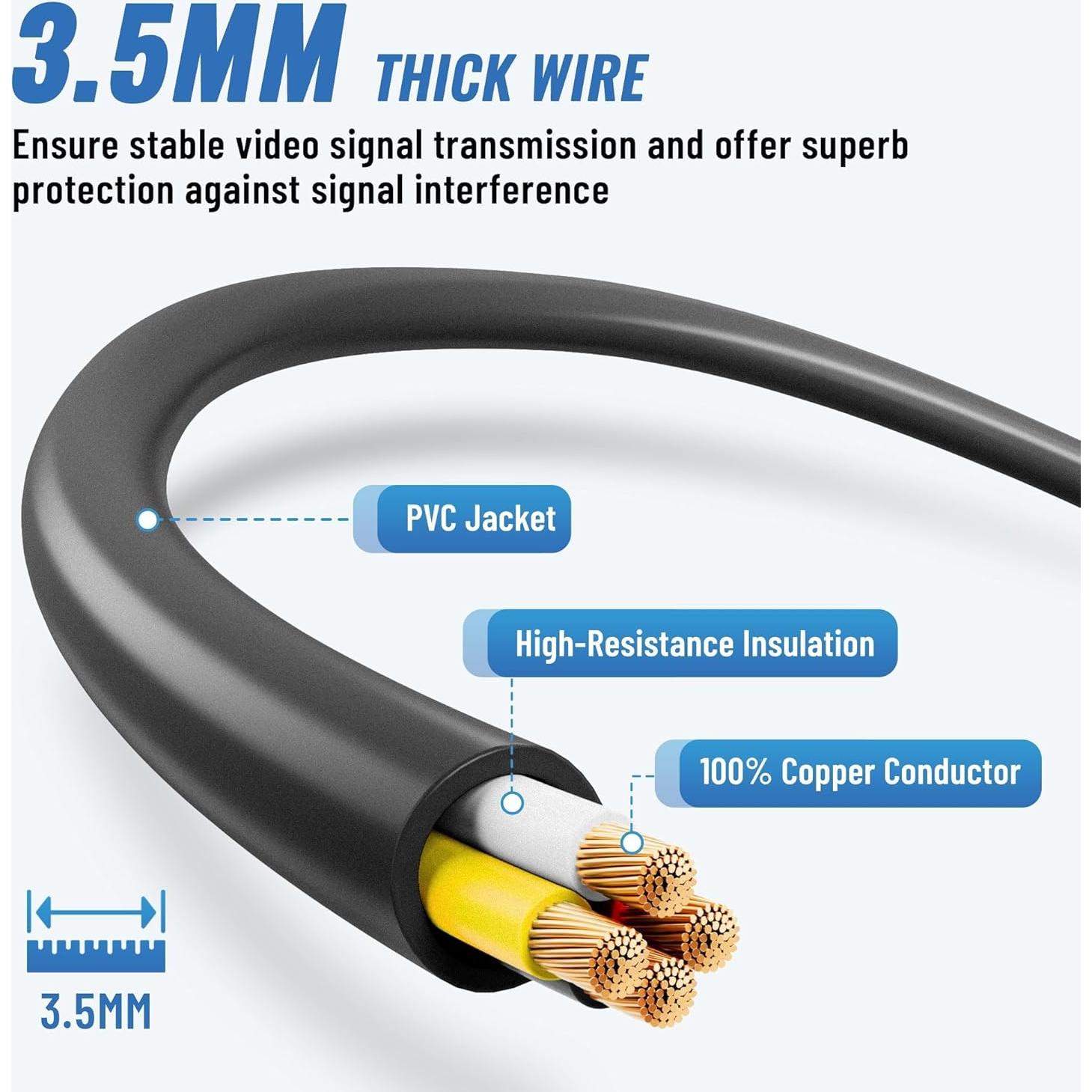 EWAY Cable de Extensión 4 Pines 3M para Cámara de Respaldo