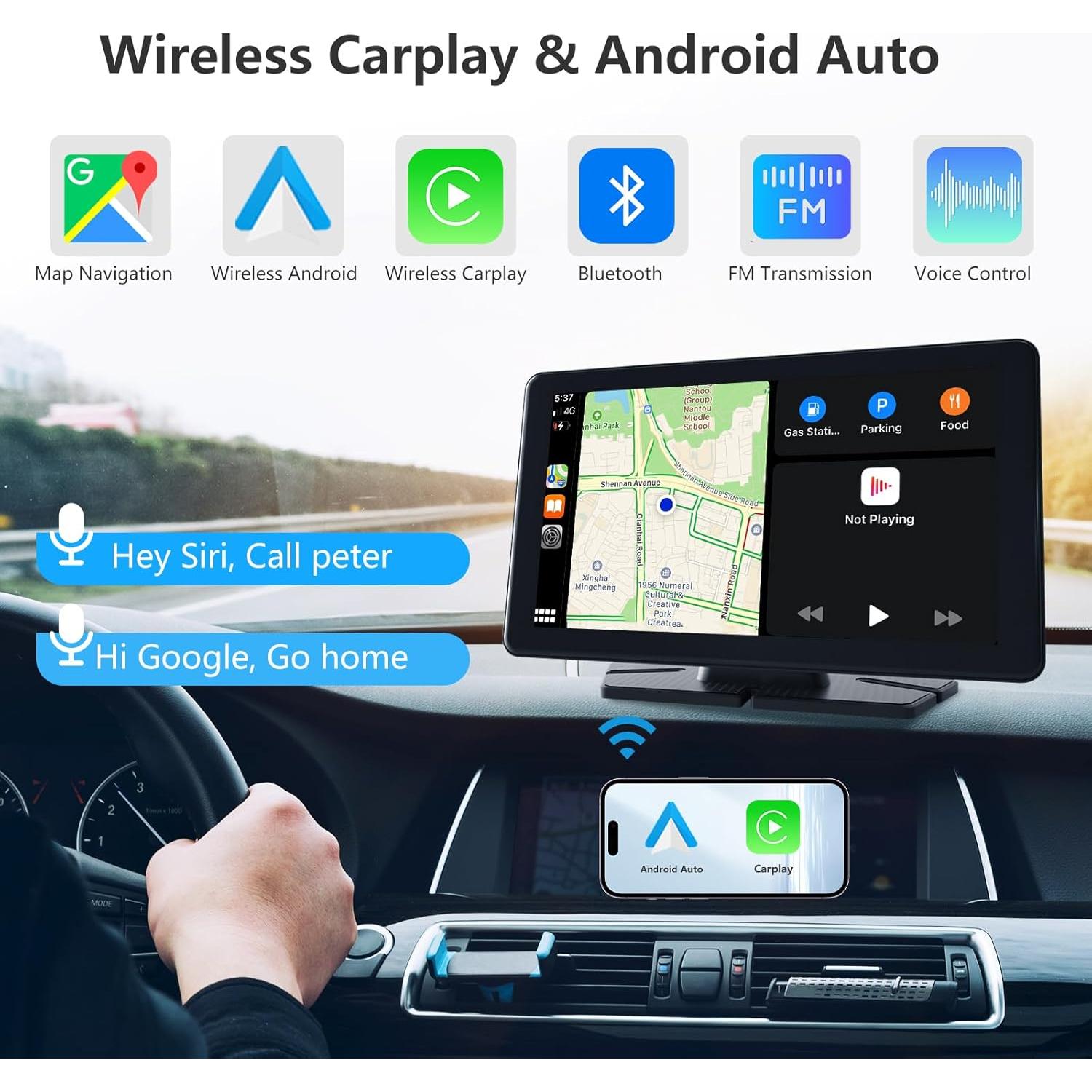 Pantalla CarPlay 10.26" ITDULCET HD Inalámbrica con Cámara 4K