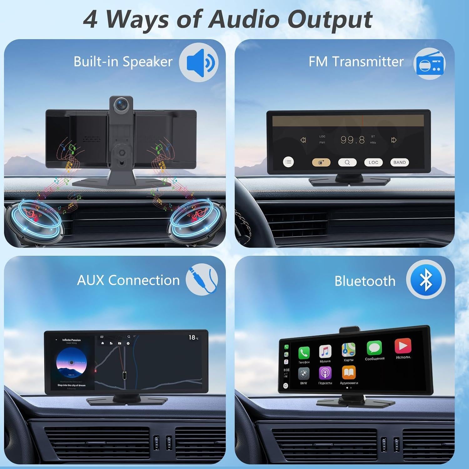 Pantalla CarPlay 10.26" ITDULCET HD Inalámbrica con Cámara 4K