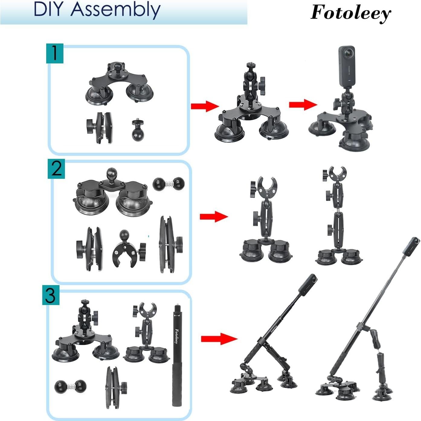 Kit de Montaje de Cámara 360 FT para Automóvil - 5 Ventosas