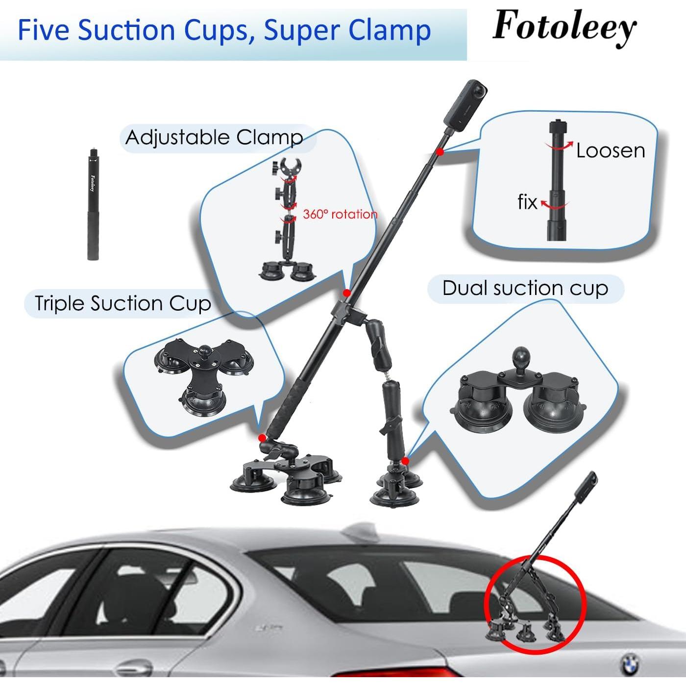 Kit de Montaje de Cámara 360 FT para Automóvil - 5 Ventosas