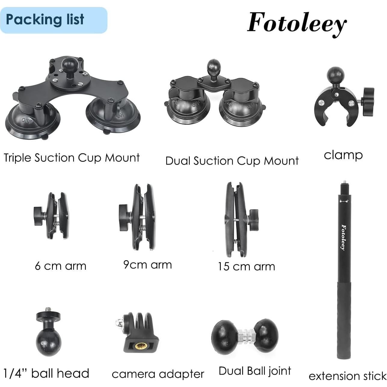 Kit de Montaje de Cámara 360 FT para Automóvil - 5 Ventosas