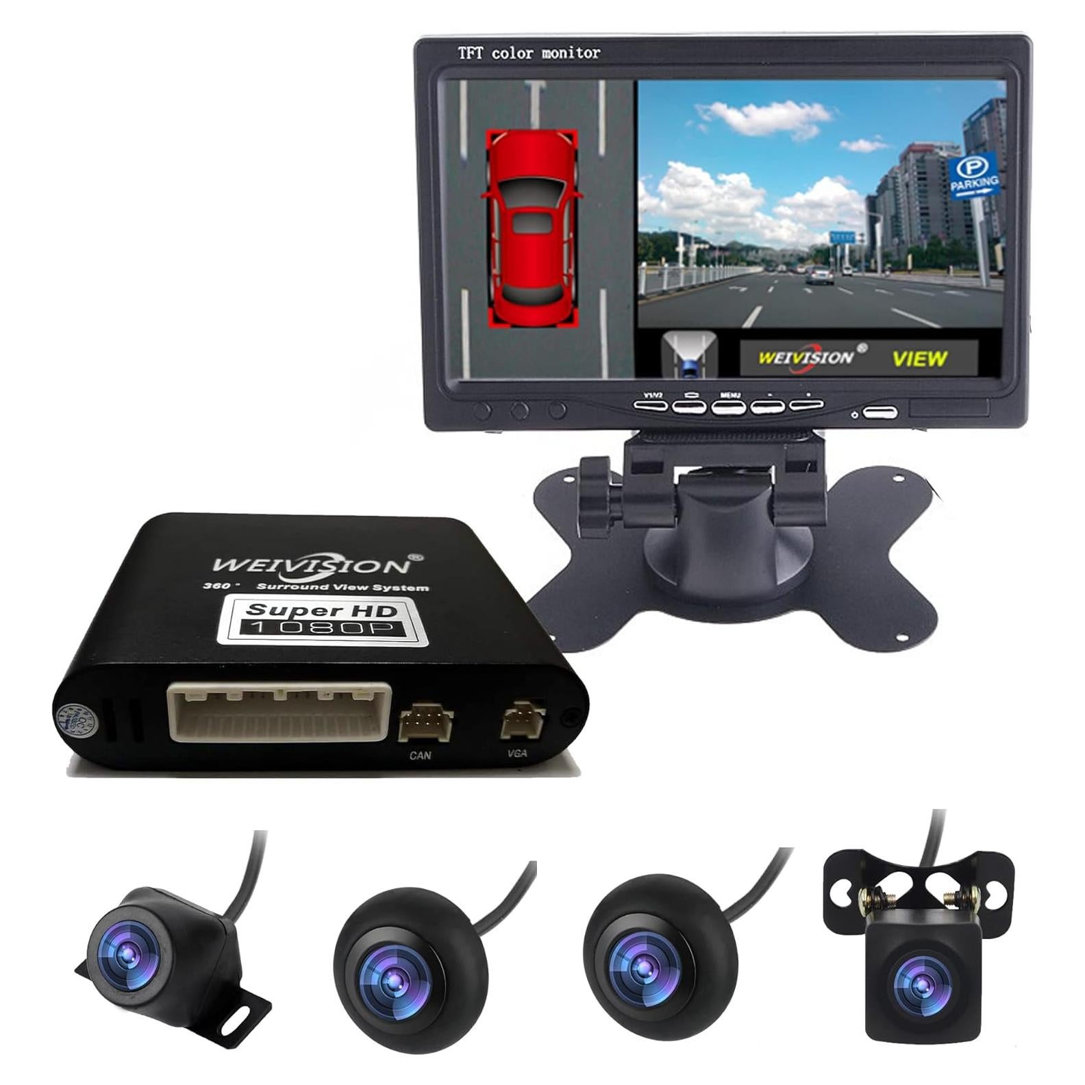 Super Hd 1080P 360 Degree Bird's Eye-View Camera Dvr System Bird View Panoramic All Round View System + 7inch Hd Display (with 7inch HD Display)