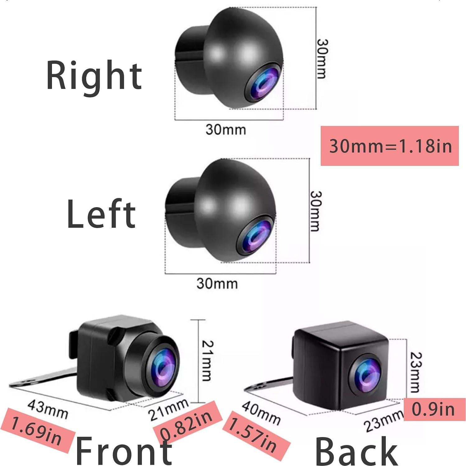 Cámara de Reversa Panorámica AHD 720P/1080P YJLSDZ 360°