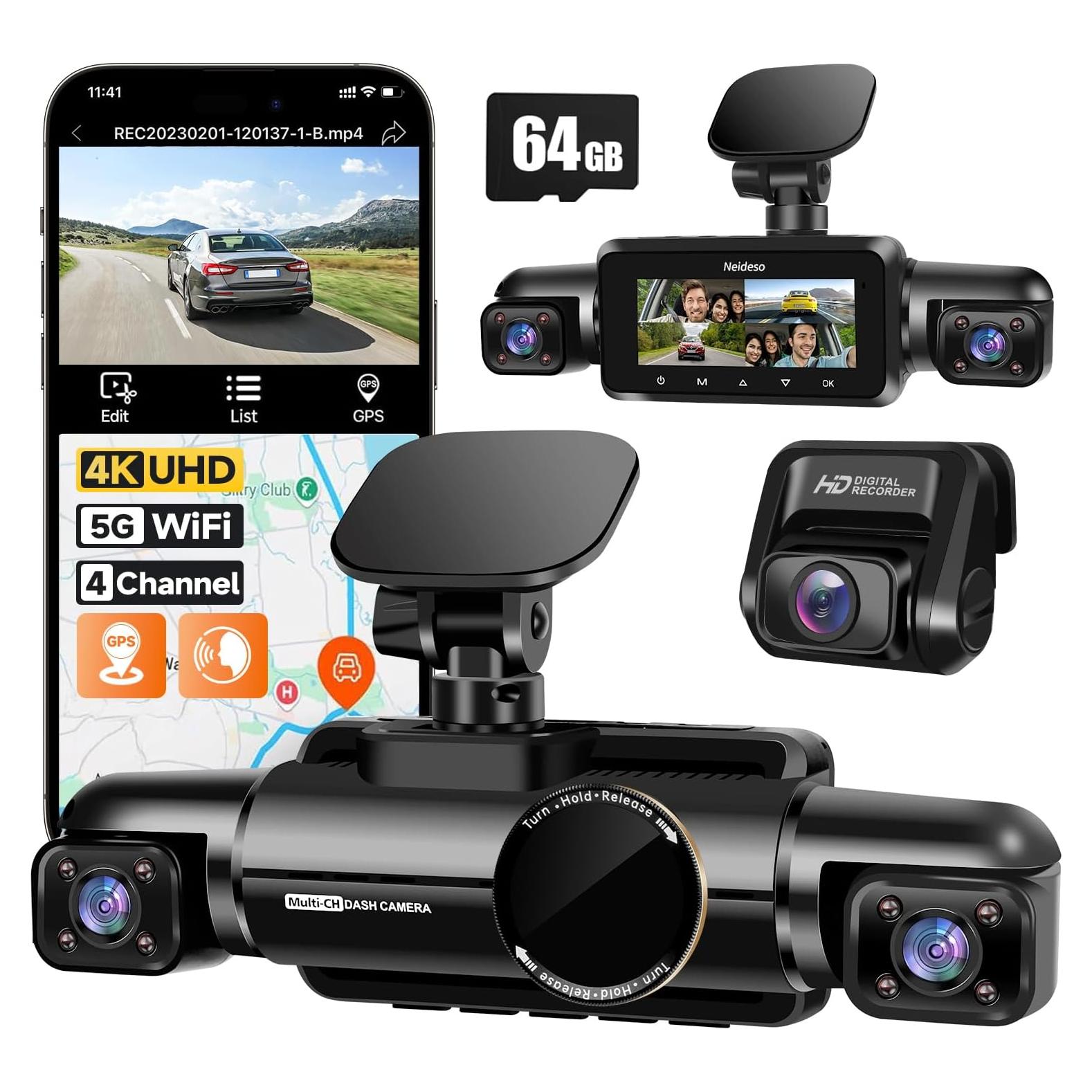 Cámara Dash 360° Neideso N700 4 Canales 4K+1080P GPS Wi-Fi