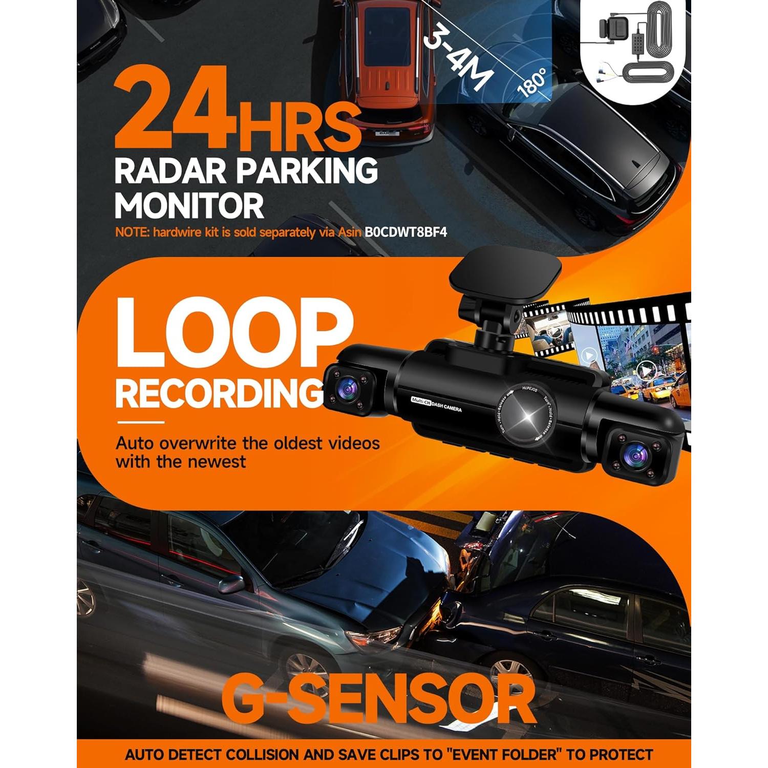 Cámara Dash 360° Neideso N700 4 Canales 4K+1080P GPS Wi-Fi