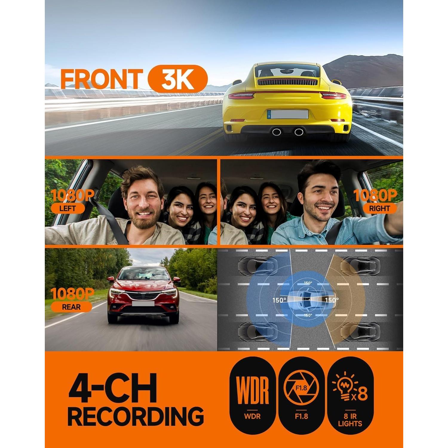 Cámara Dash 360° Neideso N700 4 Canales 4K+1080P GPS Wi-Fi