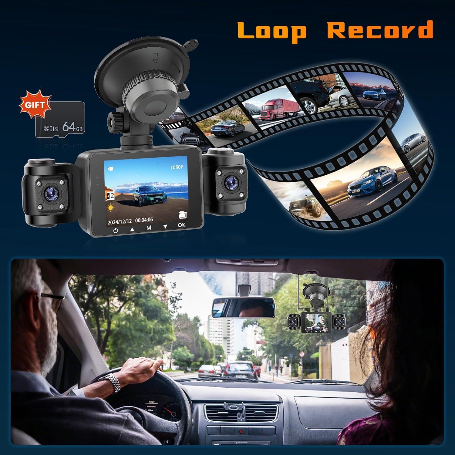 Cámara Dash 4 Canales Hikity 1080P Vista 360° con G-Sensor