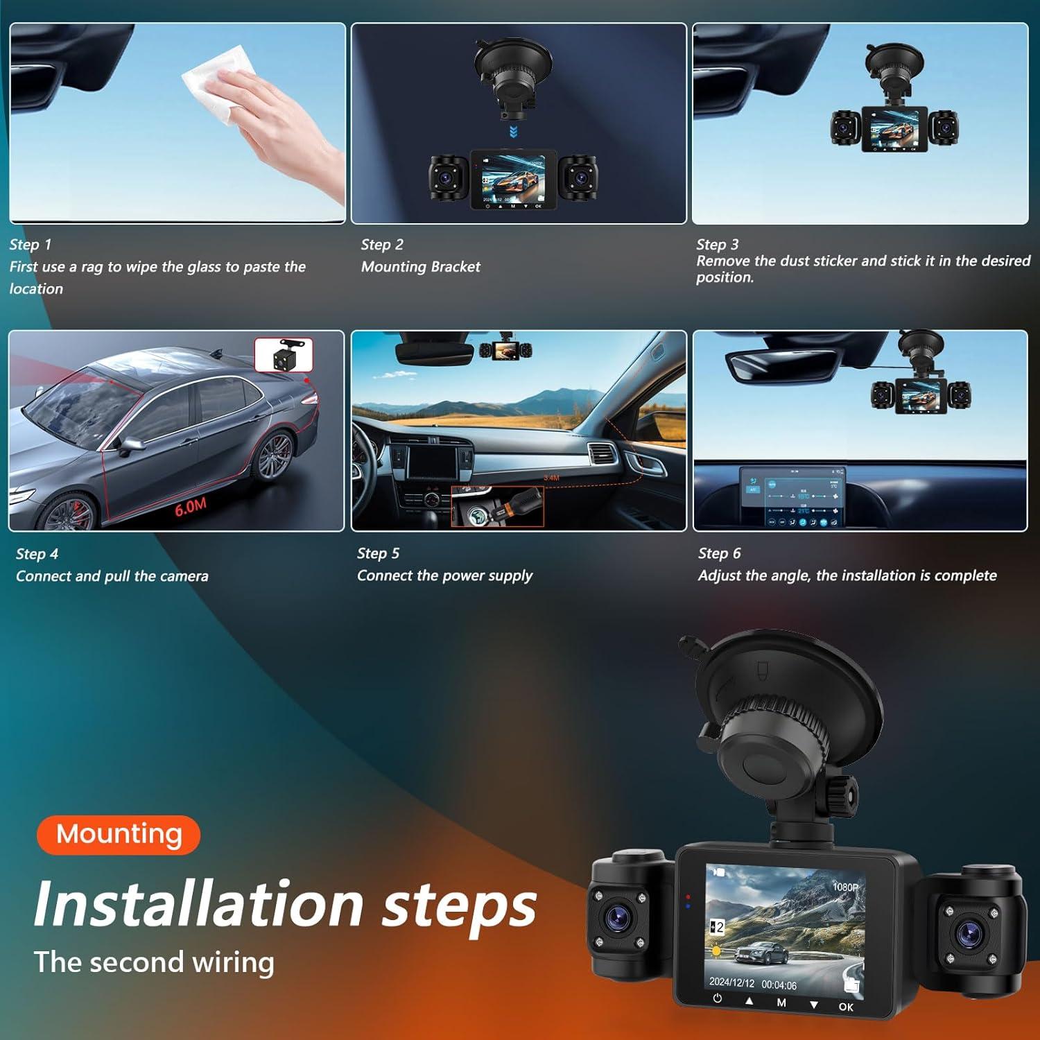 Cámara Dash 4 Canales Hikity 1080P Vista 360° con G-Sensor