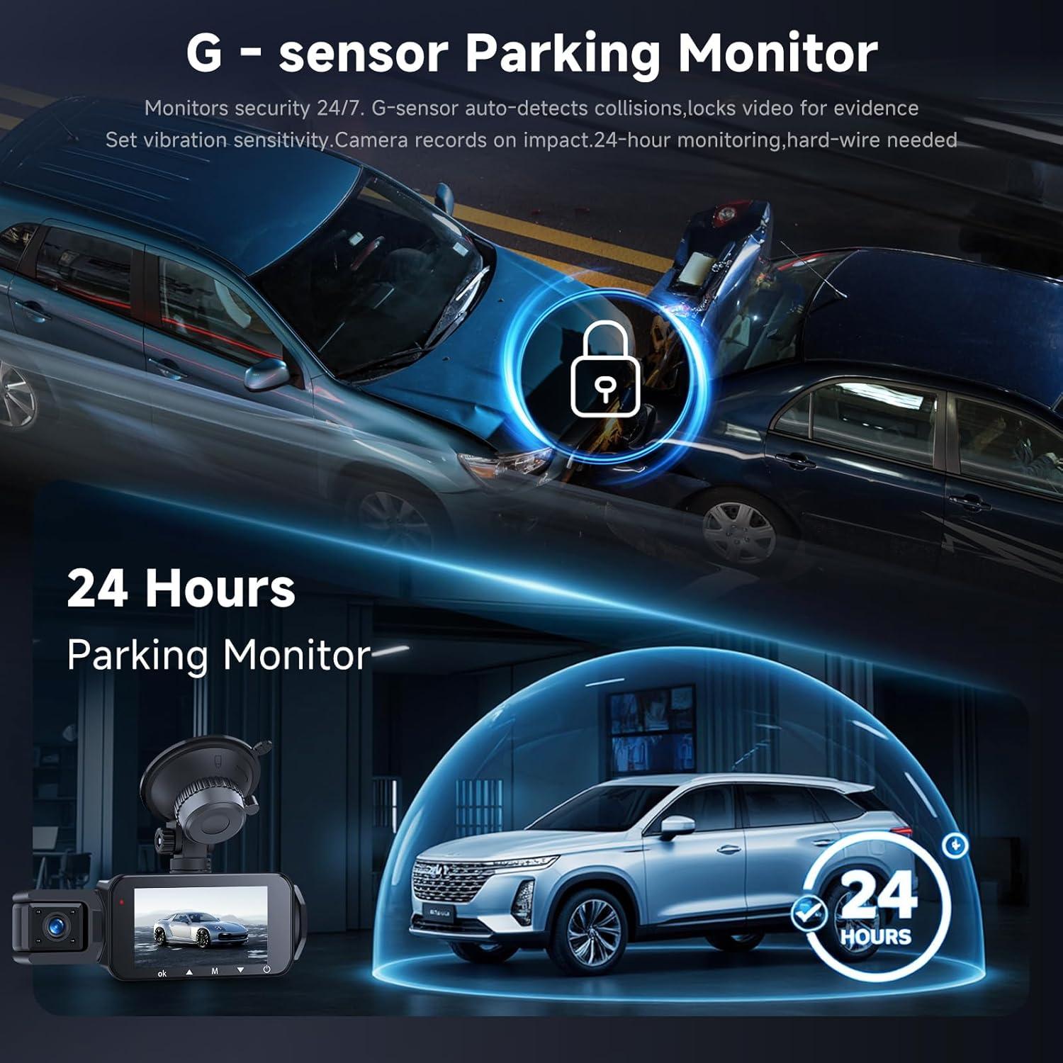 2K 360 Degree View 4 Channel Dash Cam Front and Rear Inside Left Right,【2560*1440P】IPS Dash Camera for Cars,Built-in GPS WiFi Night Vision, 24/7 Recording Parking Mode Monitor,Free 128G DVR,G-Sensor