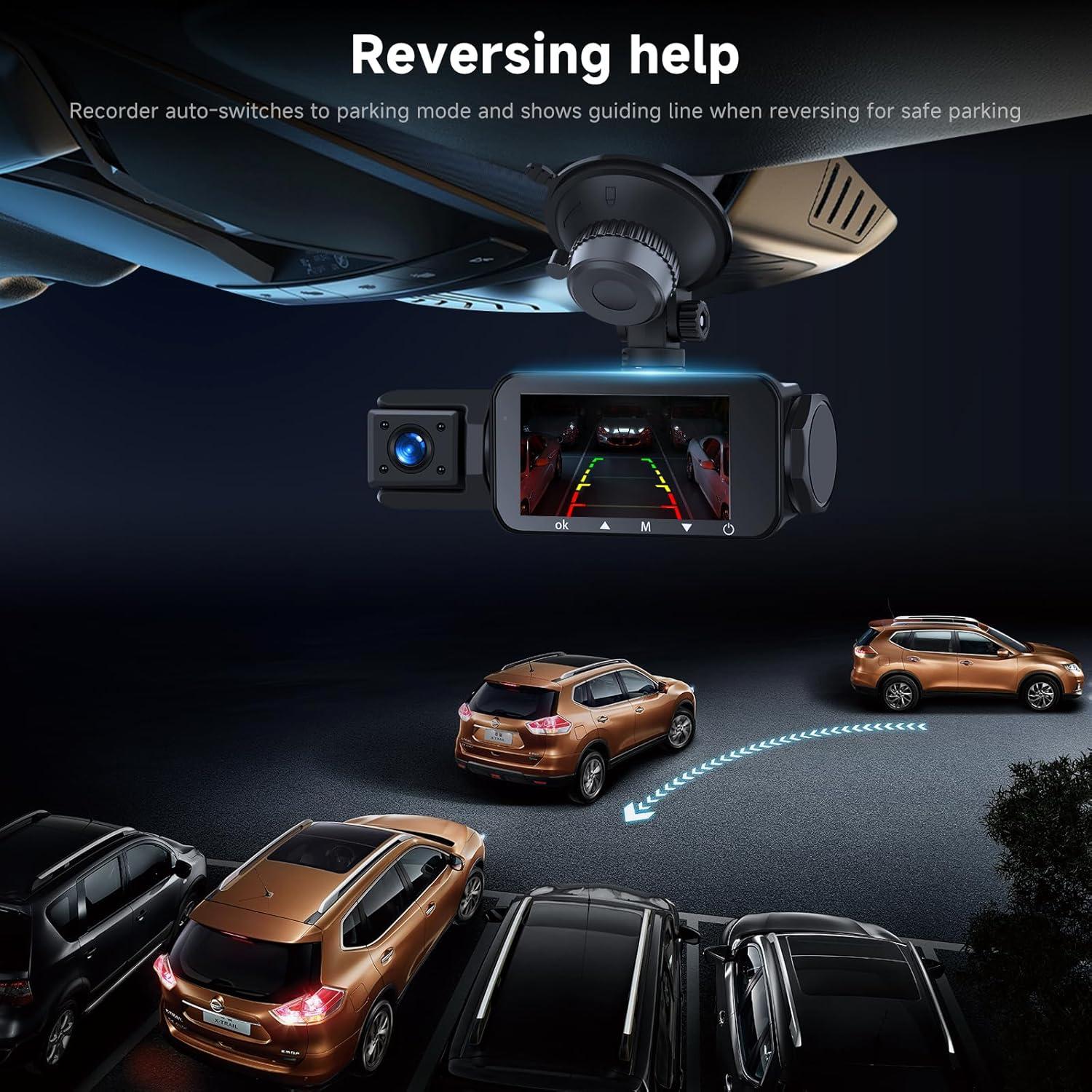 2K 360 Degree View 4 Channel Dash Cam Front and Rear Inside Left Right,【2560*1440P】IPS Dash Camera for Cars,Built-in GPS WiFi Night Vision, 24/7 Recording Parking Mode Monitor,Free 128G DVR,G-Sensor