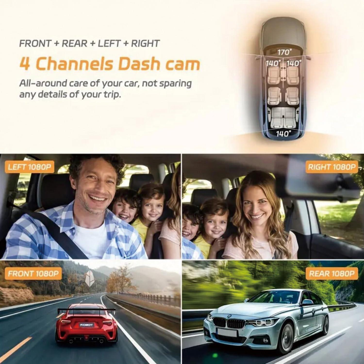 Cámara Dash 4 Canales 1080P MGKDKS con Tarjeta 64GB