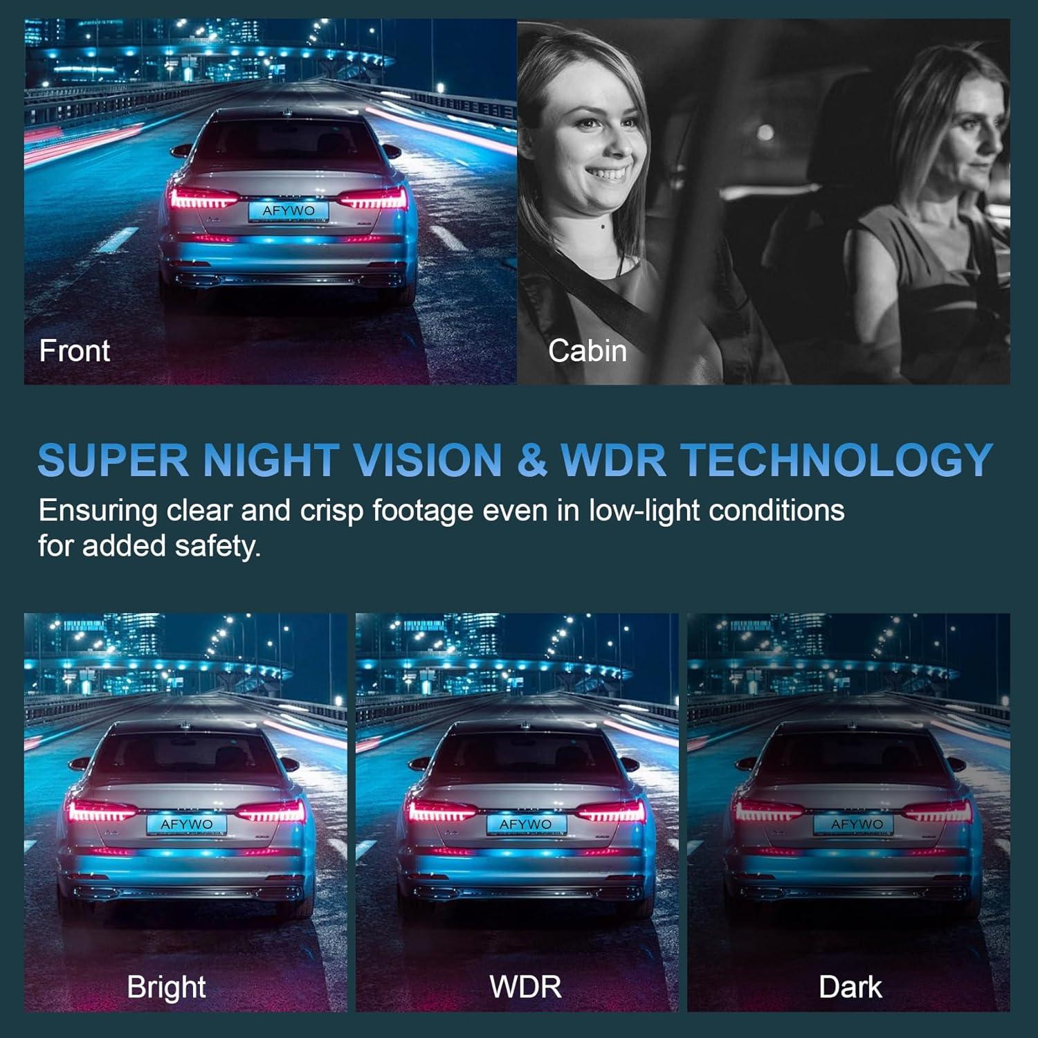 Cámara Dash 360 AFYWO 4 Canales 1080P FHD GPS WiFi