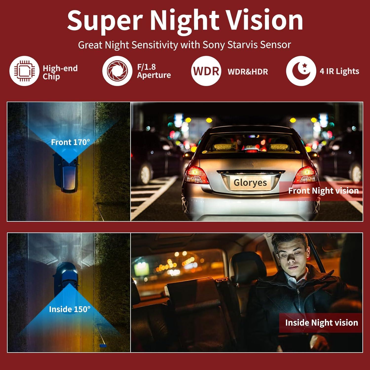 Cámara Dash Gloryes A120-3 2.5K 3 Canales con IR y 32GB