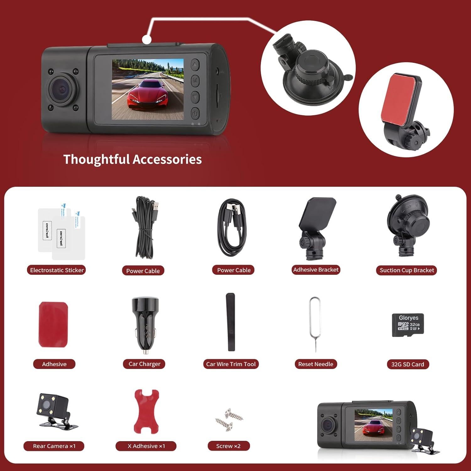 Cámara Dash Gloryes A120-3 2.5K 3 Canales con IR y 32GB