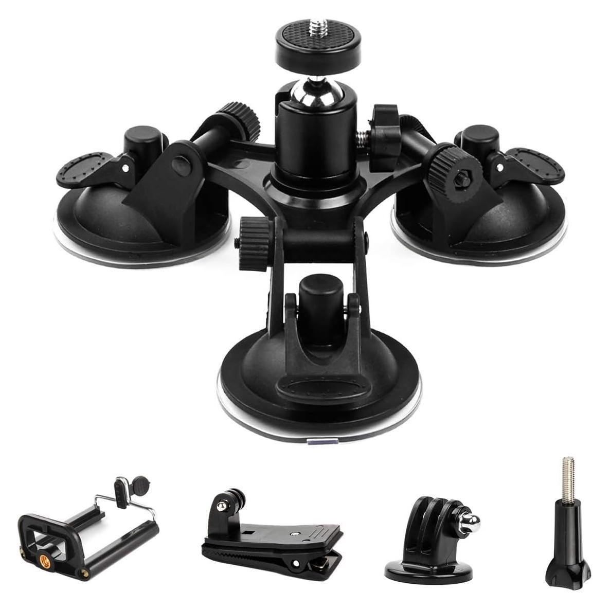 Soporte de cámara de succión triple EZESO 360° para coche